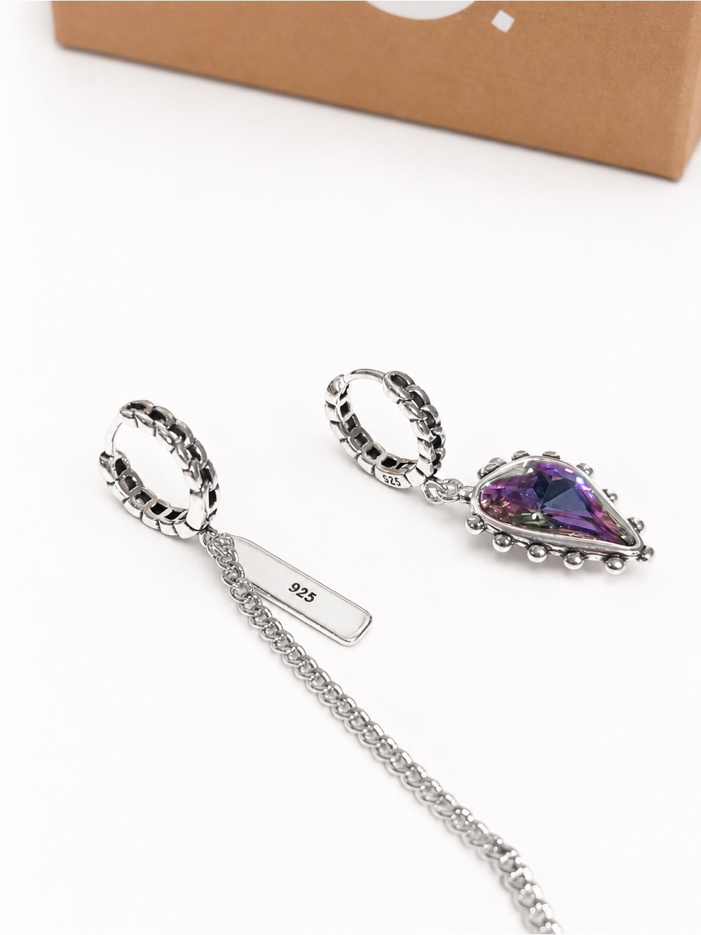 Vintage Justine Clenquet s925 Silver gemstone hoop earrings - Picture 3 of 4